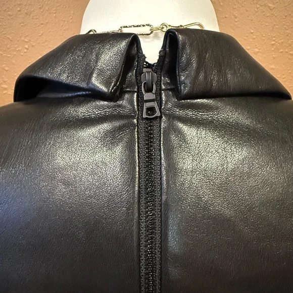 Alice + Olivia Kyrie Vegan Leather Blazer Romper | Black Faux Leather | Back Zip - Picture 5 of 10